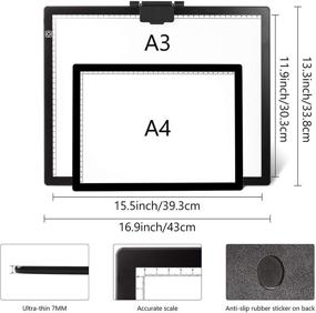 img 3 attached to 💡 Световая коробка LED формата A3 с магнитным зажимом, USB-кабелем, адаптером UL, карандашом - подсветочная панель для бриллиантовой живописи, анимации, эскизов, стриминга, трафаретов.