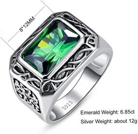 img 1 attached to 💍 YARESUL Men's 925 Sterling Silver Wedding Engagement Band with 6.85ct 8X12mm Radiant Cut Created Emerald - Size 6-14