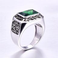 💍 yaresul men's 925 sterling silver wedding engagement band with 6.85ct 8x12mm radiant cut created emerald - size 6-14 logo