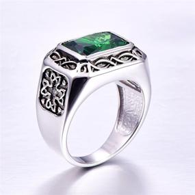 img 4 attached to 💍 YARESUL Men's 925 Sterling Silver Wedding Engagement Band with 6.85ct 8X12mm Radiant Cut Created Emerald - Size 6-14