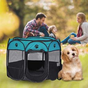 img 1 attached to Foldable Dog Puppy Pet Playpen for Fun Playtime