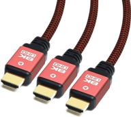 🔌 yauhody 8k hdmi cable 6ft (3 pack), nylon braided, high speed 48gbps hdmi 2.1 cord, supports 8k, 4k, 10k, 2k, hd, 3d, dynamic hdr, hdcp 2.2, 4:4:4, earc, real 8k hdmi 2.1 (6ft, 3 pack, red) logo