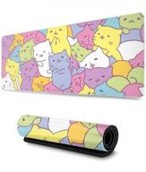 🐾 xl kawaii cats gaming mouse pad - extended large mouse mat desk pad with stitched edges - non-slip rubber base - 31.5 x 11.8 inch logo