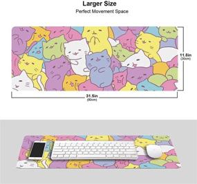 img 3 attached to 🐾 XL Kawaii Cats Gaming Mouse Pad - Extended Large Mouse Mat Desk Pad with Stitched Edges - Non-Slip Rubber Base - 31.5 X 11.8 Inch