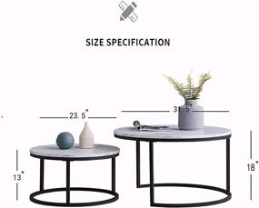 img 4 attached to 🏞️ Knowlife Modern Nesting Coffee Tables Set of 2 - Small Round Tables with Marble Texture for Small Space and Living Room, 32 inch