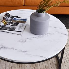 img 2 attached to 🏞️ Knowlife Modern Nesting Coffee Tables Set of 2 - Small Round Tables with Marble Texture for Small Space and Living Room, 32 inch