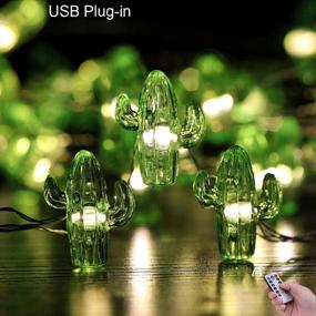 img 1 attached to 🌵 Enhance Any Space with Joyathome Cactus Decorative String Lights - 19 Ft 40 Warm White LED USB Plug in Copper Wire Cactus Fairy Lights with Remote Timer for Indoor and Outdoor Decoration Projects