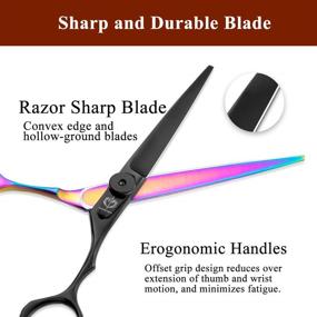 img 3 attached to 💇 6 Inch Professional Barber Hair Scissors with Sharp Hair Shear, Rainbow Titanium Coating, Lightweight Haircut Shear for Men and Women