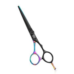 img 4 attached to 💇 6 Inch Professional Barber Hair Scissors with Sharp Hair Shear, Rainbow Titanium Coating, Lightweight Haircut Shear for Men and Women