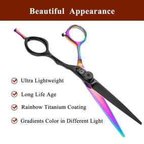 img 2 attached to 💇 6 Inch Professional Barber Hair Scissors with Sharp Hair Shear, Rainbow Titanium Coating, Lightweight Haircut Shear for Men and Women