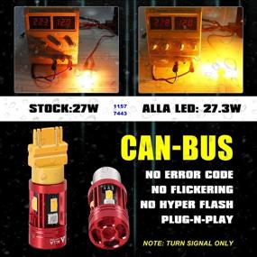 img 3 attached to Alla Lighting CAN Bus T20 7440 7443 LED Bulbs Amber Yellow Turn Signal Lights: Upgrade your Blinker Lamps with Plug-n-Play 7444NA 7442NA WY27/8W CANBUS Replacement