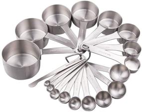 img 4 attached to Premium Stainless Steel Measuring Cups and Spoons Set - 8 Cups and 9 Spoons for Accurate Baking Measurements