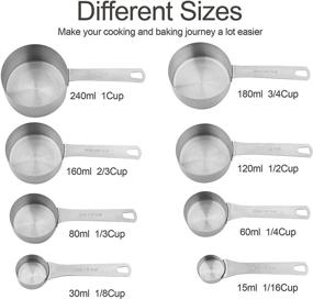 img 1 attached to Premium Stainless Steel Measuring Cups and Spoons Set - 8 Cups and 9 Spoons for Accurate Baking Measurements