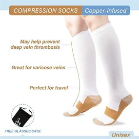 img 1 attached to 🧦 Copper Infused Compression Socks: Anti Odor Knee High Unisex Compression Socks by Juniper's Secret - 2 Pair