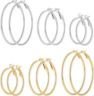 💍 stainless steel geometric hoop earrings set for women and girls - hypoallergenic loop earrings collection logo