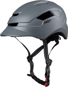 img 4 attached to Lightweight Adult Bike Helmet with Rear Light for Urban Commuters - Men and Women, Adjustable Cycling Helmet 22.83-24.40 Inches