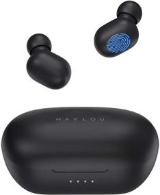 img 4 attached to 🎧 Беспроводные наушники с батареей емкостью 800 мАч: Haylou GT1 Pro Bluetooth 5.0 с сенсорным управлением и временем работы до 26 часов, быстрым подключением, защитой от воды IPX5 (черные)