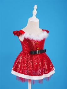 img 1 attached to 🎅 Agoky Girls Sequin Ice Skating Roller Skating Ballet Dance Dress - Christmas Santa Dance Costume