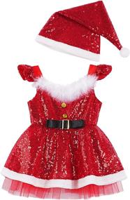 img 2 attached to 🎅 Agoky Girls Sequin Ice Skating Roller Skating Ballet Dance Dress - Christmas Santa Dance Costume