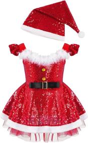 img 4 attached to 🎅 Agoky Girls Sequin Ice Skating Roller Skating Ballet Dance Dress - Christmas Santa Dance Costume