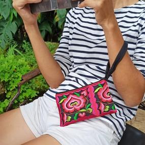 img 2 attached to Sabai Jai Floral Wristlet - Handcrafted Women's Handbags & Wallets with Wristlets