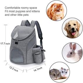 img 3 attached to 🐾 Ventilated Pet Carrier Backpack for Small Cats and Dogs, Safety Strap, Buckle Support, Foldable, Adjustable – Ideal for Traveling, Hiking, Camping – Suitable for Pets Under 11lb