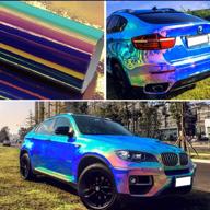 laser blue holographic vinyl wrap 53'' x 11.8'' - diy air-release adhesive film with gloss finish logo