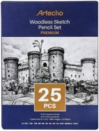 🖌️ набор карандашей для эскизов artecho без дерева: 24 шт., бланк для эскизов из 50 листов, графические карандаши, угольные карандаши - идеальный подарок для детей и взрослых логотип