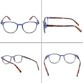 img 3 attached to IVNUOYI Blue Light Blocking Reading Glasses 6 Pack - Fashionable Vintage Round Frame Eyeglasses for Men and Women with Spring Hinge - 3.0 Strength