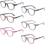 ivnuoyi blue light blocking reading glasses 6 pack - fashionable vintage round frame eyeglasses for men and women with spring hinge - 3.0 strength logo