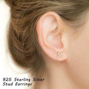 img 2 attached to 💎 Sterling Silver Initial Stud Earrings: Gold Hypoallergenic Jewelry for Women and Girls with Sensitive Ears - 925 Sterling Silver Studs