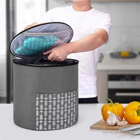 img 3 attached to 👩 Yarwo 6 Quart Instant Pot Dust Cover with Pockets - Gray with Arrow Design