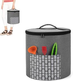 img 4 attached to 👩 Yarwo 6 Quart Instant Pot Dust Cover with Pockets - Gray with Arrow Design