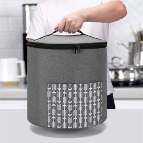 img 1 attached to 👩 Yarwo 6 Quart Instant Pot Dust Cover with Pockets - Gray with Arrow Design