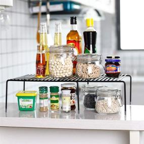 img 2 attached to Efficient Kitchen Storage Solution: Expandable Spice Rack Shelf Organizer for Cabinets and Countertops