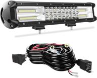 🔦 high-performance led light bar: 15 inch, triple row, 216w, 21600lm, spot flood combo beam - ideal for pickup trucks, jeeps, atvs, utvs, suvs, and boats - includes wiring kit logo