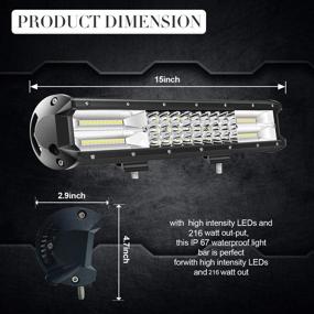 img 3 attached to 🔦 High-Performance LED Light Bar: 15 Inch, Triple Row, 216W, 21600LM, Spot Flood Combo Beam - Ideal for Pickup Trucks, Jeeps, ATVs, UTVs, SUVs, and Boats - Includes Wiring Kit