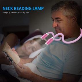 img 2 attached to 📚 AMIR Upgraded LED Neck Reading Light: 3 Brightness Levels, Bendable Arms, Rechargeable - Perfect for Reading, Knitting, Camping, Repairing (Pink)