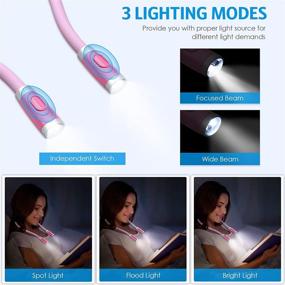 img 1 attached to 📚 AMIR Upgraded LED Neck Reading Light: 3 Brightness Levels, Bendable Arms, Rechargeable - Perfect for Reading, Knitting, Camping, Repairing (Pink)