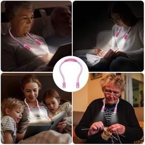 img 3 attached to 📚 AMIR Upgraded LED Neck Reading Light: 3 Brightness Levels, Bendable Arms, Rechargeable - Perfect for Reading, Knitting, Camping, Repairing (Pink)