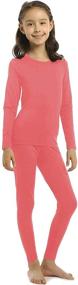 img 4 attached to Cozy and Warm: Girls' Fleece Lined Thermal Underwear Set - Long Johns Base Layer for Kids
