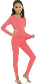 img 3 attached to Cozy and Warm: Girls' Fleece Lined Thermal Underwear Set - Long Johns Base Layer for Kids