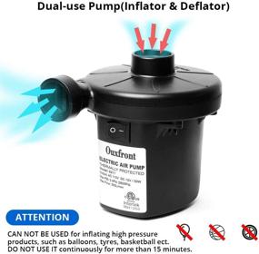 img 1 attached to Portable Electric Air Pump for Inflatables | Quick Inflation for Air Mattresses, Rafts, Boats, and Pool Toys | 3 Nozzles | AC/DC - Black (50W)