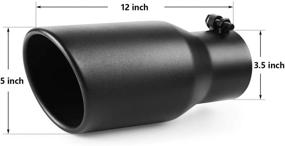 img 3 attached to 🚗 A-KARCK Exhaust Tip: 3.5 Inch Inlet, 5 Inch Outlet, 12 Inch Long - Black Coated, Stainless Steel Finish for Truck Tailpipe