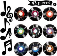 🎵 43-piece music party decorations set: music notes cutouts, musical notes silhouettes, record cutouts, rock and roll for 50's theme party, music party favors, baby shower, school bulletin board, craft decor logo