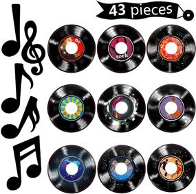 img 4 attached to 🎵 43-Piece Music Party Decorations Set: Music Notes Cutouts, Musical Notes Silhouettes, Record Cutouts, Rock and Roll for 50's Theme Party, Music Party Favors, Baby Shower, School Bulletin Board, Craft Decor