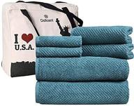 🌟 dollcent- jacquard chevron 600 gsm premium quality towel set of 6 - 2 bath towels- 2 hand towels- 2 washcloths- hotel spa soft cotton towels set- highly absorbent - teal logo