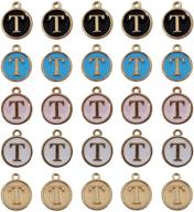 🔤 25-piece metal letter t charms with enamel finish – perfect for necklace and bracelet making crafts logo