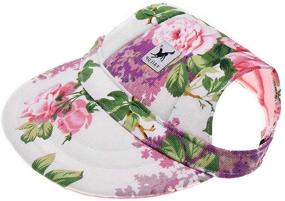 img 1 attached to Happy Hours Dog Hat: Stylish Pet Baseball Cap for Dogs and Cats with Ear Holes, Chin Strap, 10 Colors and 2 Sizes (Size L, Flowers)