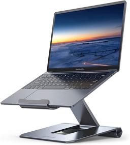 img 4 attached to 🖥️ Lamicall Grey Laptop Stand - Adjustable Notebook Riser for MacBook Air Pro, Dell XPS, HP - Foldable Ergonomic Laptop Holder for Desk (10-17")